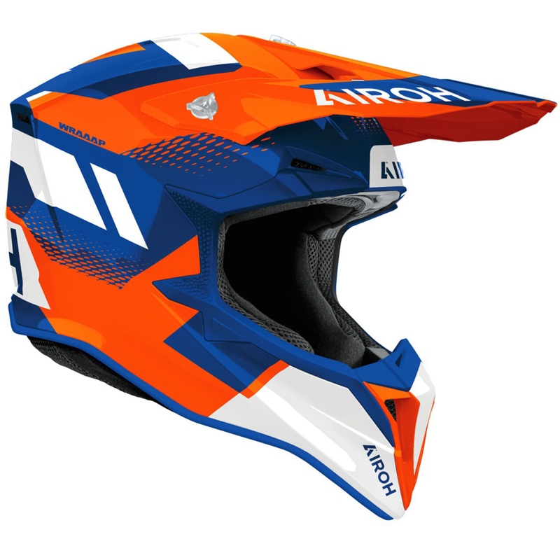 Motokrosa ķivere Airoh Wraaap Vision spīdīgi oranži zila