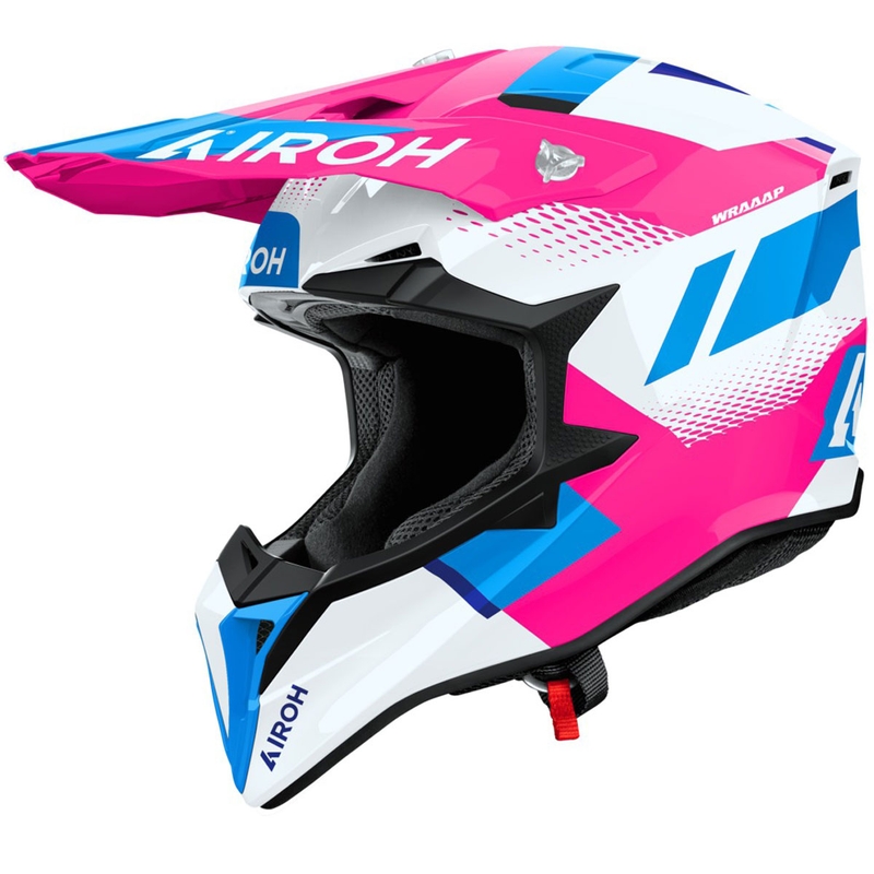 Motokrosa ķivere Airoh Wraaap Vision spīdīgi rozā krāsā