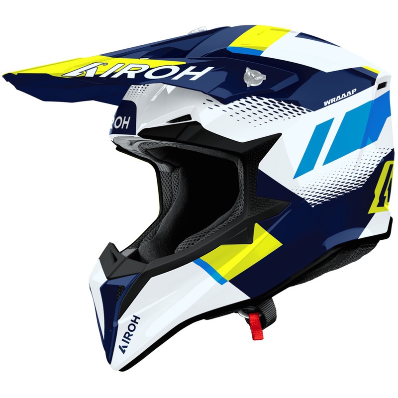 Motokrosa ķivere Airoh Wraaap Vision spīdīgi dzelteni zila