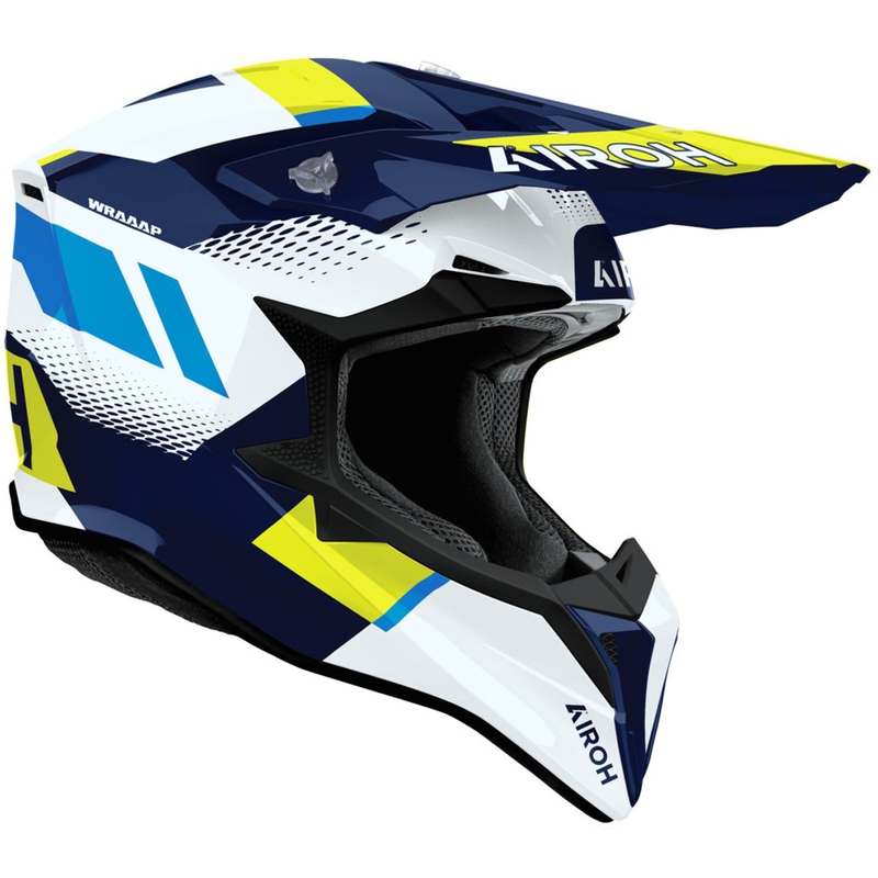 Motokrosa ķivere Airoh Wraaap Vision spīdīgi dzelteni zila