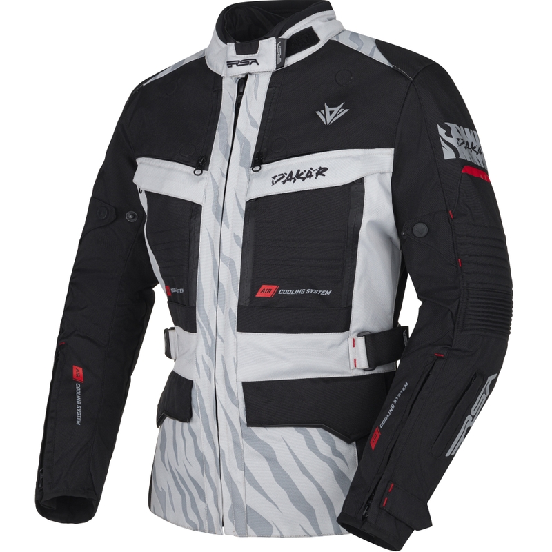 Sieviešu RSA Dakar 2 Black-Grey-Red motocikla jaka