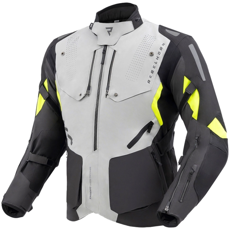 Rebelhorn Hiker IV melns-pelēks-fluo dzeltens motocikla jaka