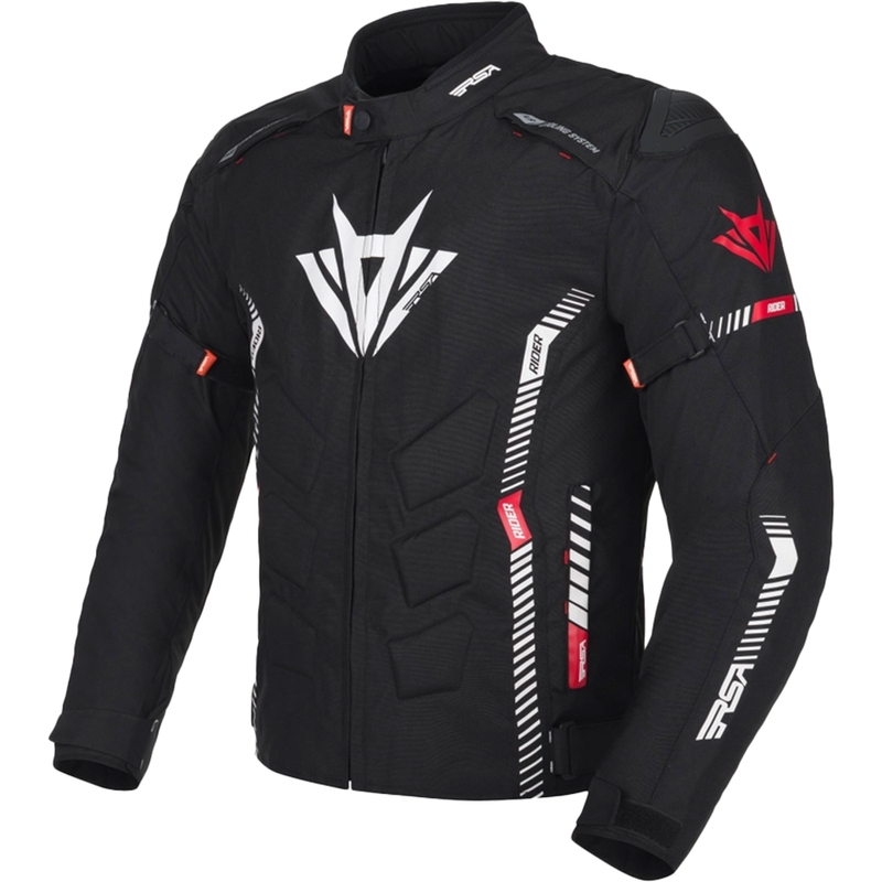Motocikla jaka RSA Rider melns-balts-sarkans