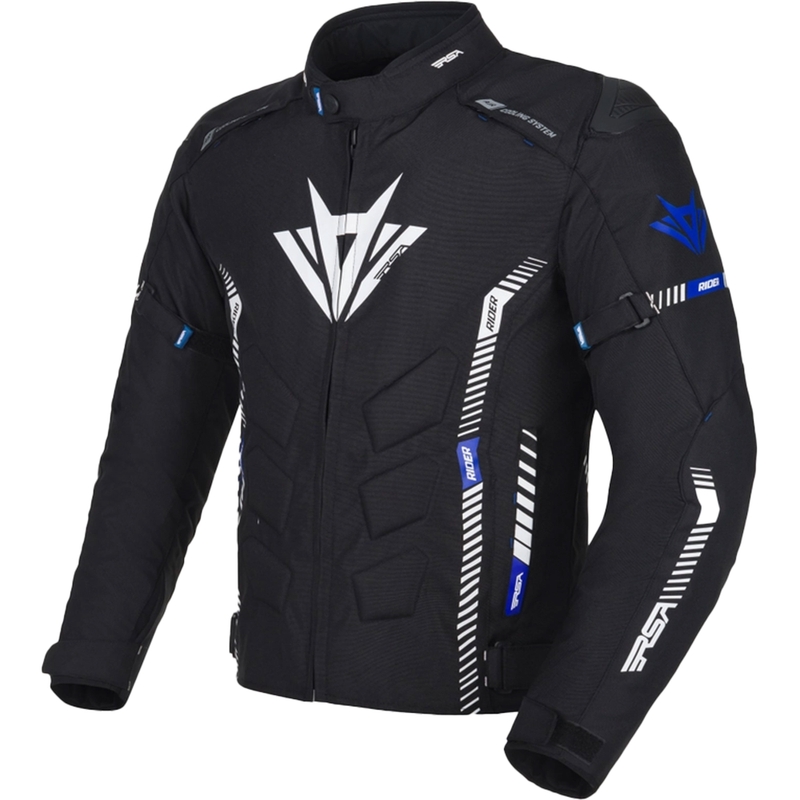 Motocikla jaka RSA Rider melns-balts-zils