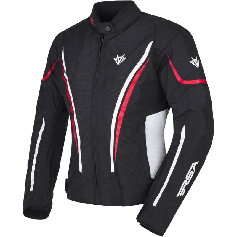 Sieviešu RSA Wasp melnā, baltā un sarkanā motocikla jaka