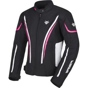 Sieviešu RSA Wasp melna, rozā un balta motocikla jaka