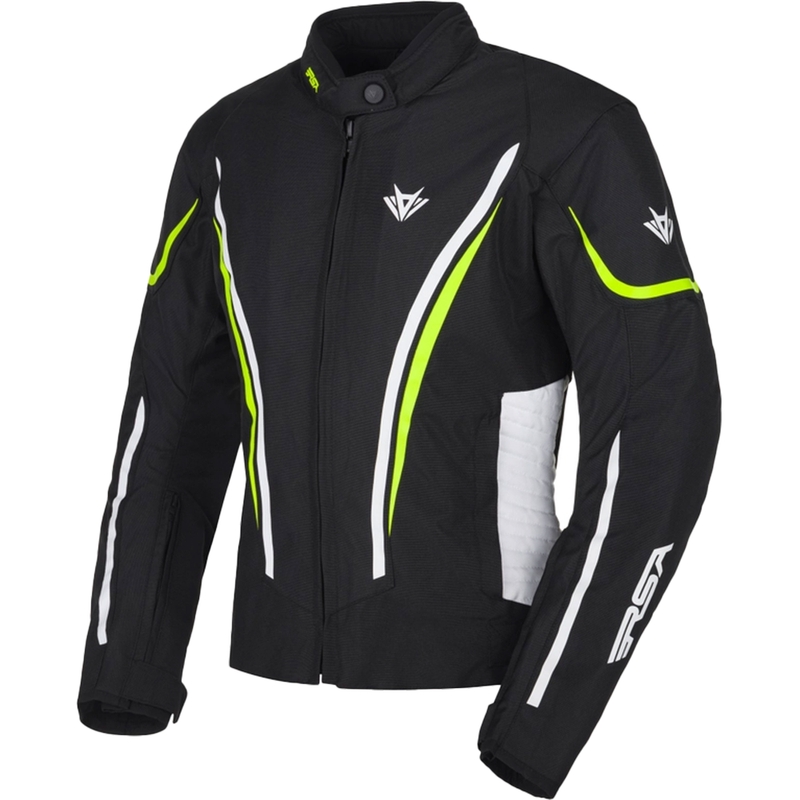 Sieviešu RSA Wasp Black-White-Fluo Yellow motocikla jaka