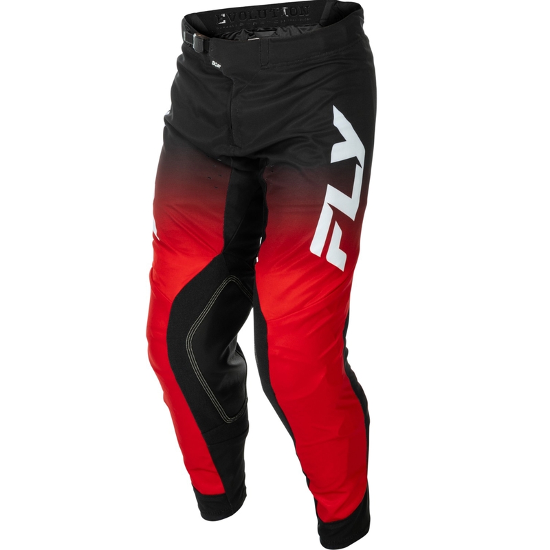 Motokrosa bikses FLY Racing Evolution sarkanā-melnā-baltā krāsā