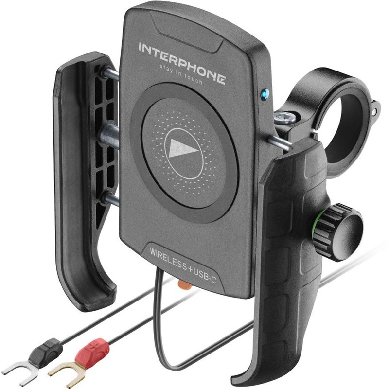 Interphone Crab tālruņa turētājs ar bezvadu uzlādi un USB-C melns