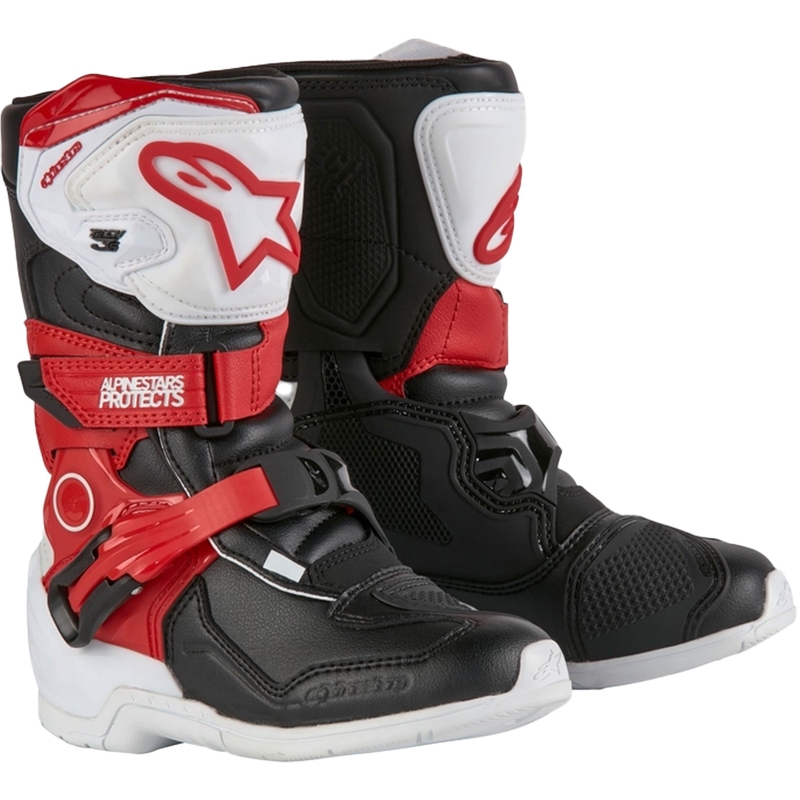 Alpinestars Tech 3S Bērnu melni, balti un sarkani motociklu zābaki