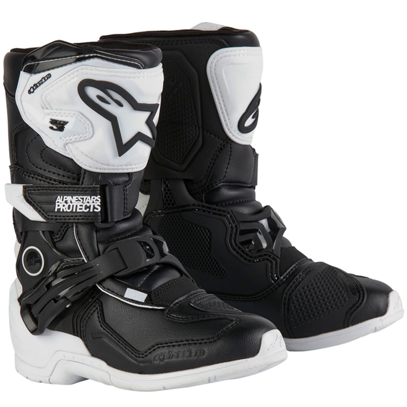 Alpinestars Tech 3S Bērnu melnbaltie motociklu zābaki