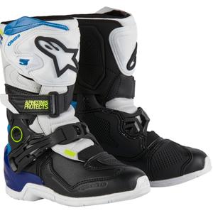 Alpinestars Tech 3S Kids balti-melni-zili motocikla zābaki