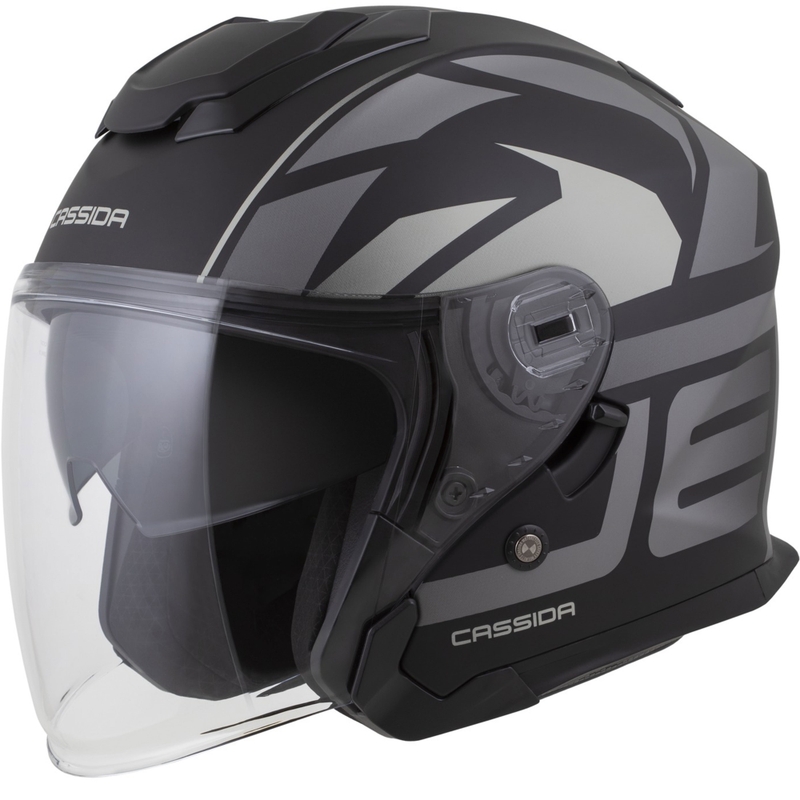 Cassida Jet Tech 2.0 RoTo atvērtā moto ķivere matēts melns-pelēks-balts