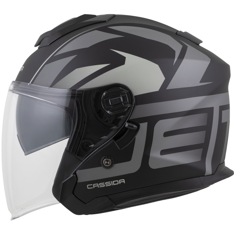 Cassida Jet Tech 2.0 RoTo atvērtā moto ķivere matēts melns-pelēks-balts