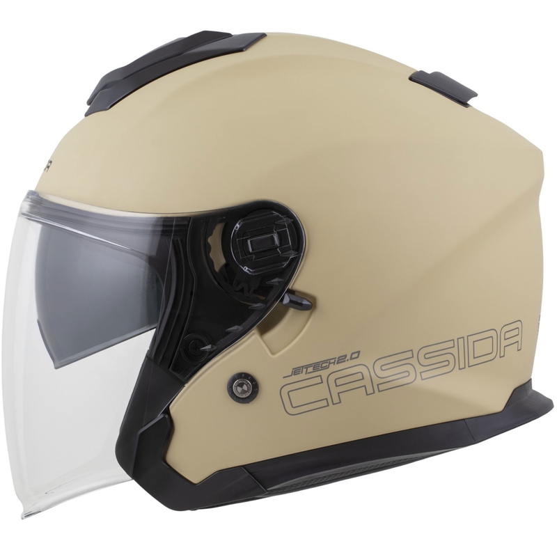 Cassida Jet Tech 2.0 RoTo atvērtā motociklistu ķivere matēta smilšaini melna-pelēka-pelēka