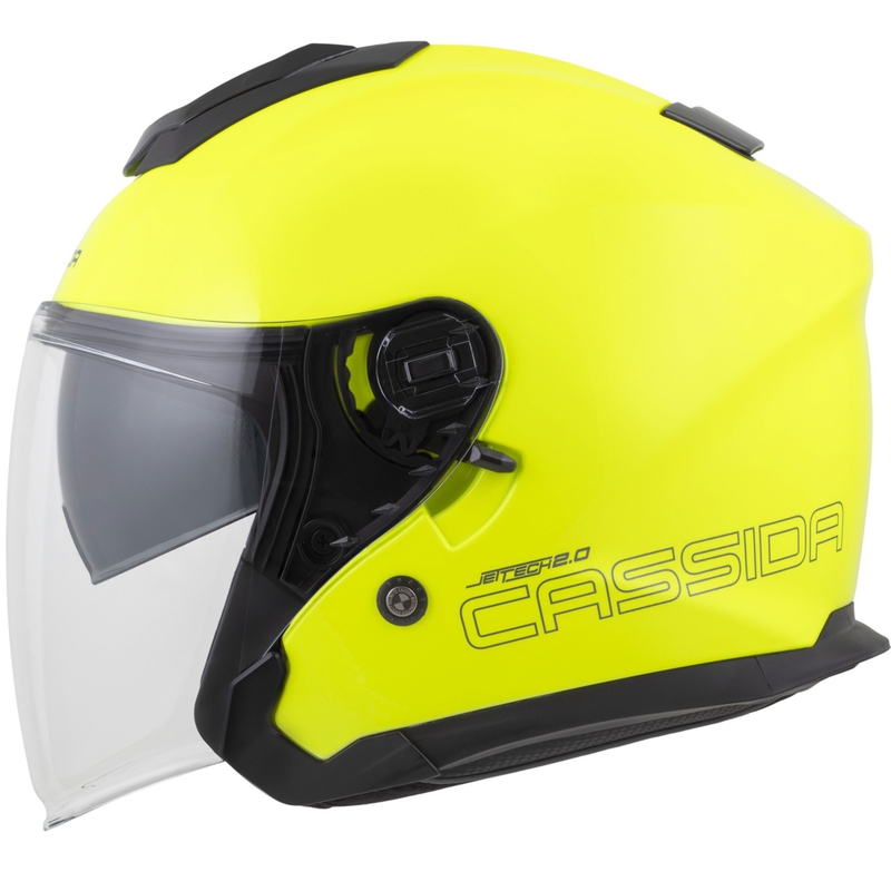 Cassida Jet Tech 2.0 RoTo fluo dzeltenā-melnā-pelēkā atvērta moto ķivere