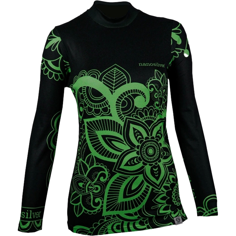 Sieviešu termo krekls nanosilver® Flower green - garām piedurknēm