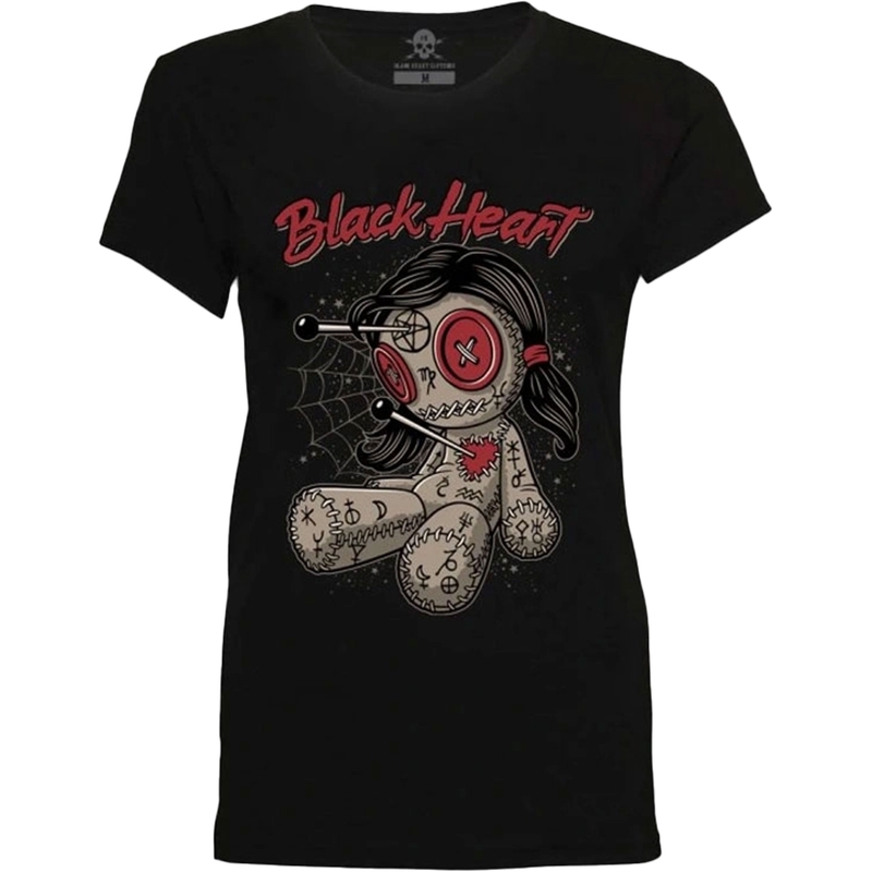 Sieviešu T-krekls Black Heart Woodoo Doll melns