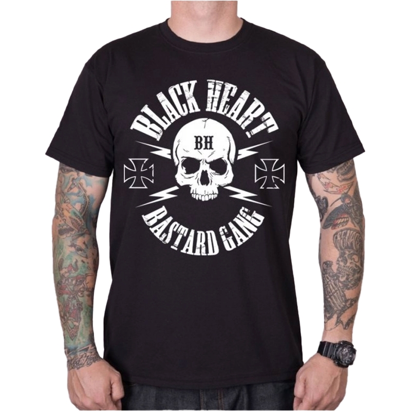 Vīriešu T-krekls Black Heart Bastard Skull melns