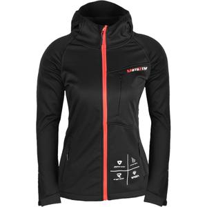 Sieviešu MotoZem Racing Team melnā un sarkanā softshell jaka