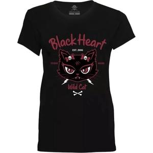 Sieviešu T-krekls Black Heart Wild Cat melns