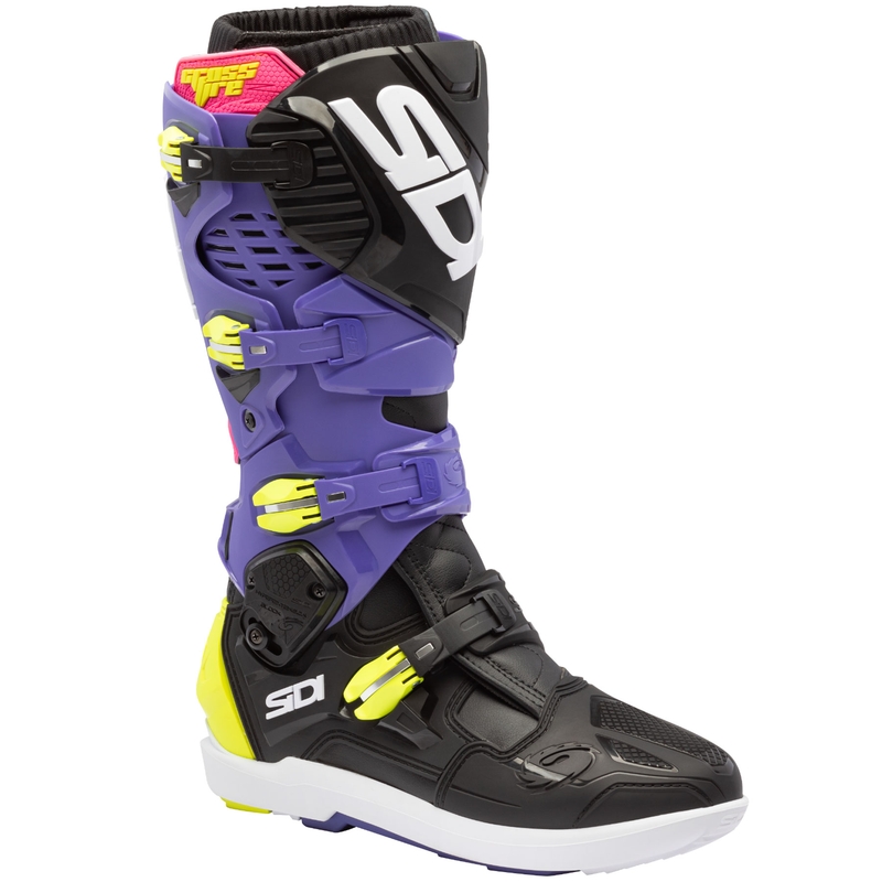 Motocikla zābaki SiDi Crossfire 3 SRS violeti melni-fluo dzelteni