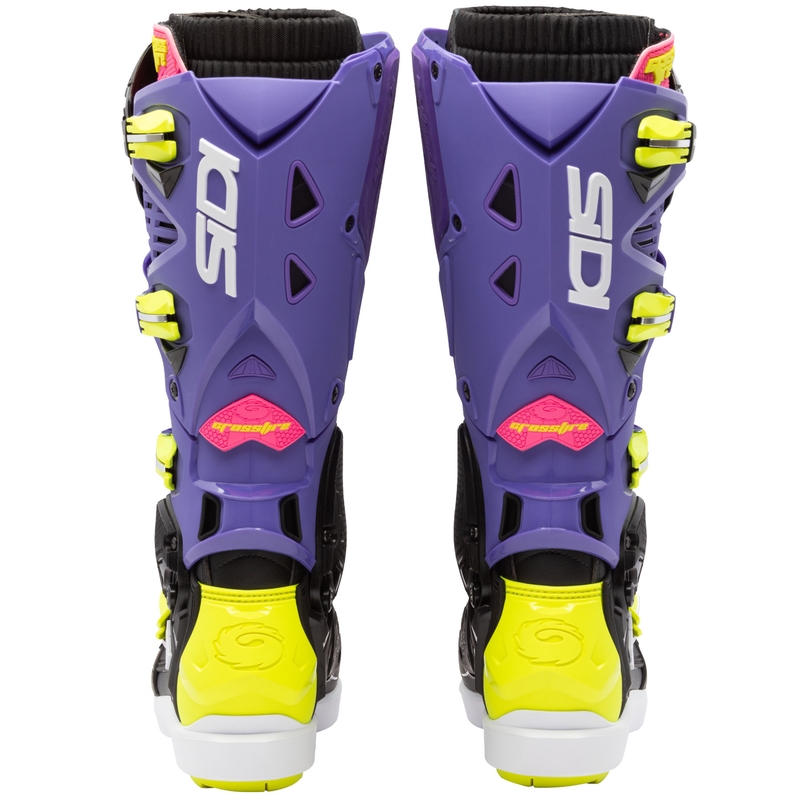 Motocikla zābaki SiDi Crossfire 3 SRS violeti melni-fluo dzelteni