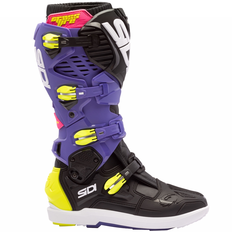 Motocikla zābaki SiDi Crossfire 3 SRS violeti melni-fluo dzelteni
