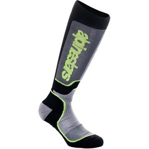 Alpinestars MX Plus melni-pelēki-fluo dzeltenas bērnu zeķes