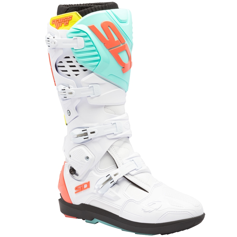 SiDi Crossfire 3 SRS motocikla zābaki balti-fluo mint-fluo coral
