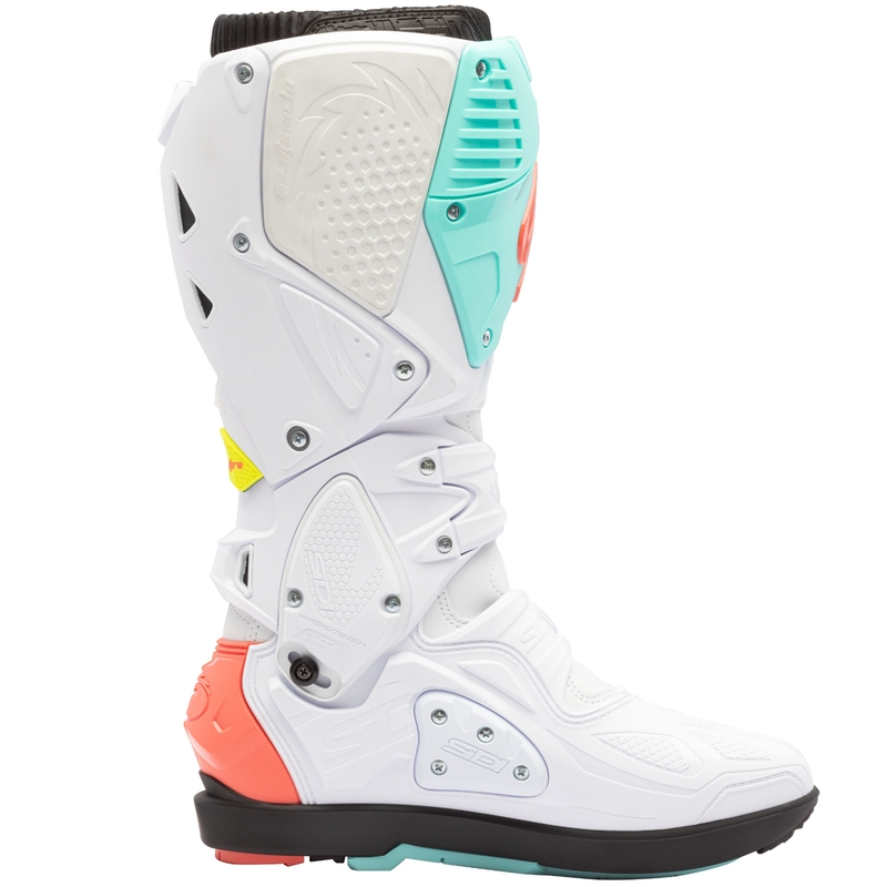 SiDi Crossfire 3 SRS motocikla zābaki balti-fluo mint-fluo coral