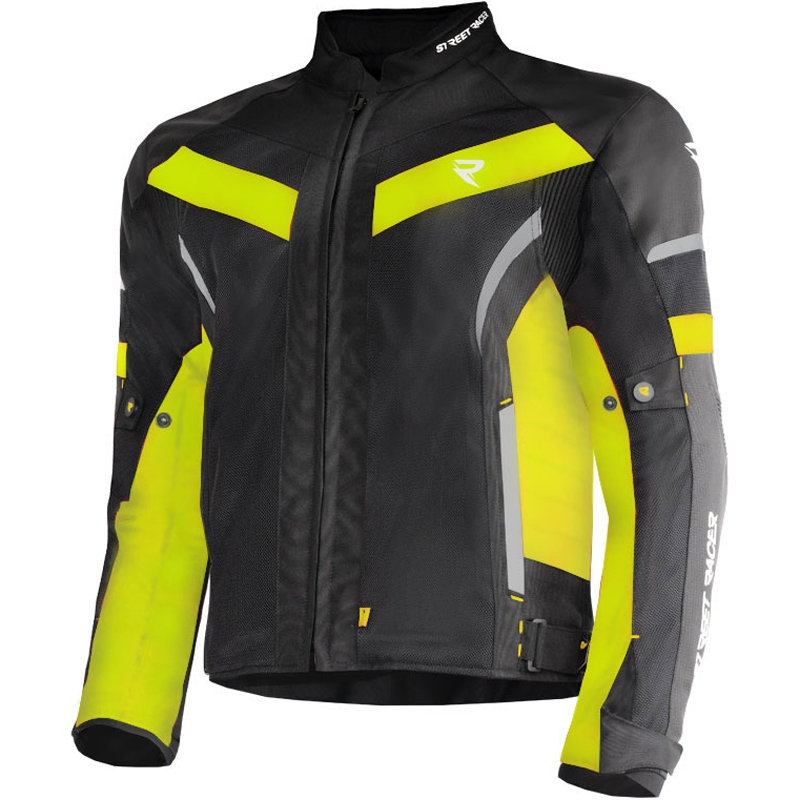 Street Racer Evans Air melnā-fluo dzeltenā motocikla jaka