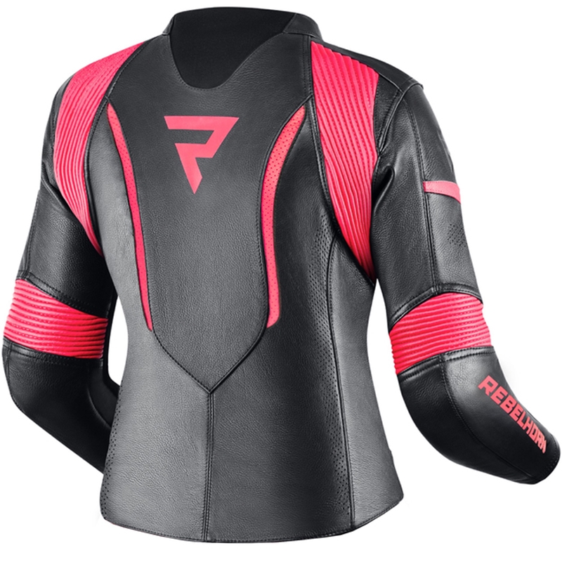 Sieviešu motocikla jaka Rebelhorn Rebel Black-Fluo Pink motocikla jaka