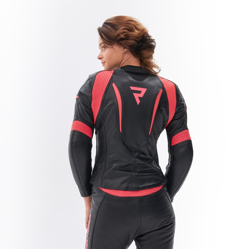 Sieviešu motocikla jaka Rebelhorn Rebel Black-Fluo Pink motocikla jaka