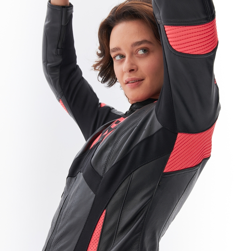 Sieviešu motocikla jaka Rebelhorn Rebel Black-Fluo Pink motocikla jaka