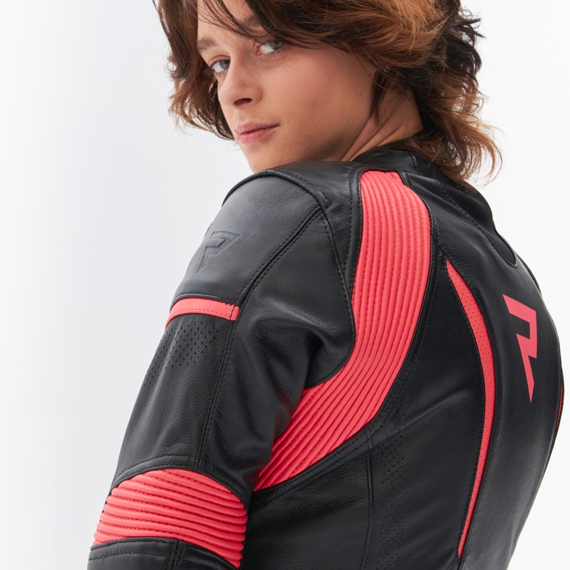 Sieviešu motocikla jaka Rebelhorn Rebel Black-Fluo Pink motocikla jaka