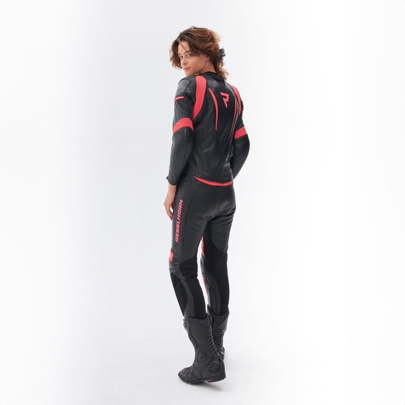 Sieviešu motocikla jaka Rebelhorn Rebel Black-Fluo Pink motocikla jaka