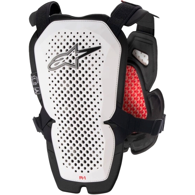 Alpinestars A-1 PRO baltā-melnā-sarkanā krūšu aizsargs