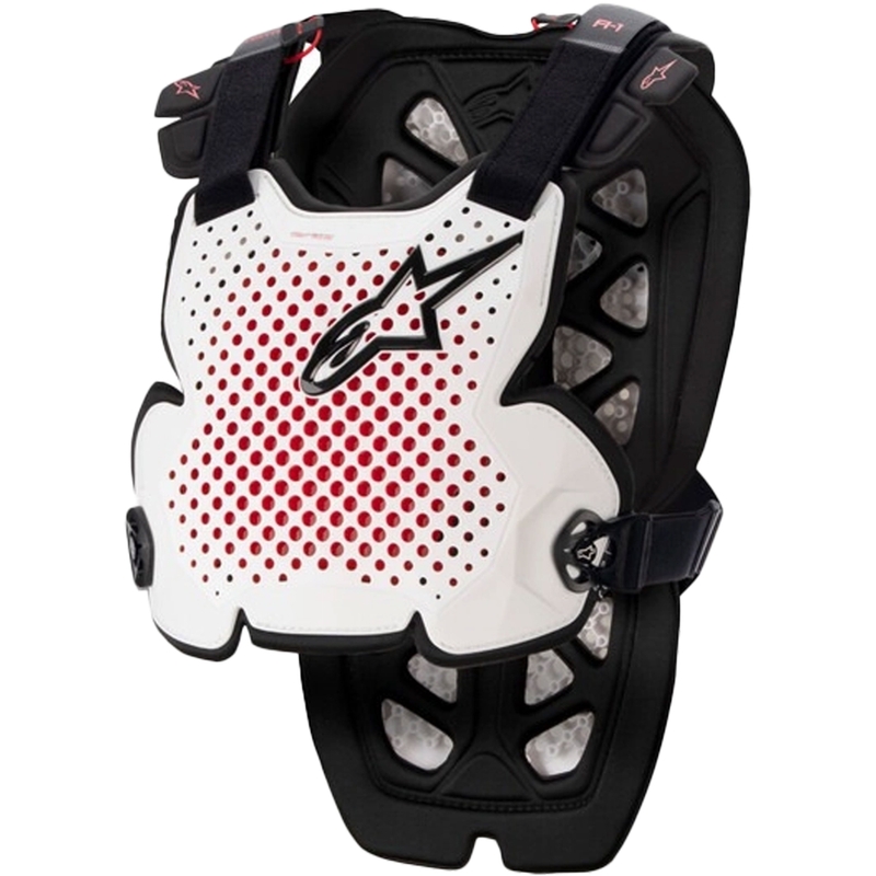 Alpinestars A-1 PRO baltā-melnā-sarkanā krūšu aizsargs