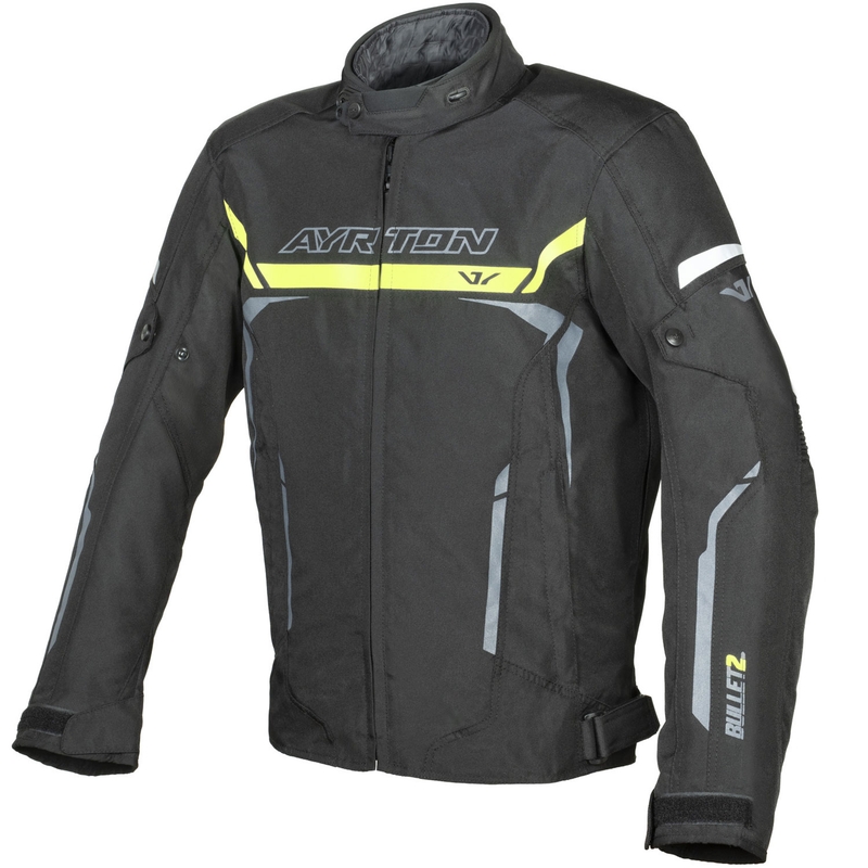 Ayrton Bullet II melns-fluo dzeltens-pelēks motocikla jaka