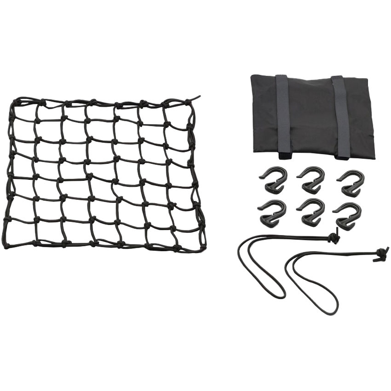 Elastīgs bagāžas tīkls motociklam ar plastmasas āķiem Daytona 30 x 30 cm melns