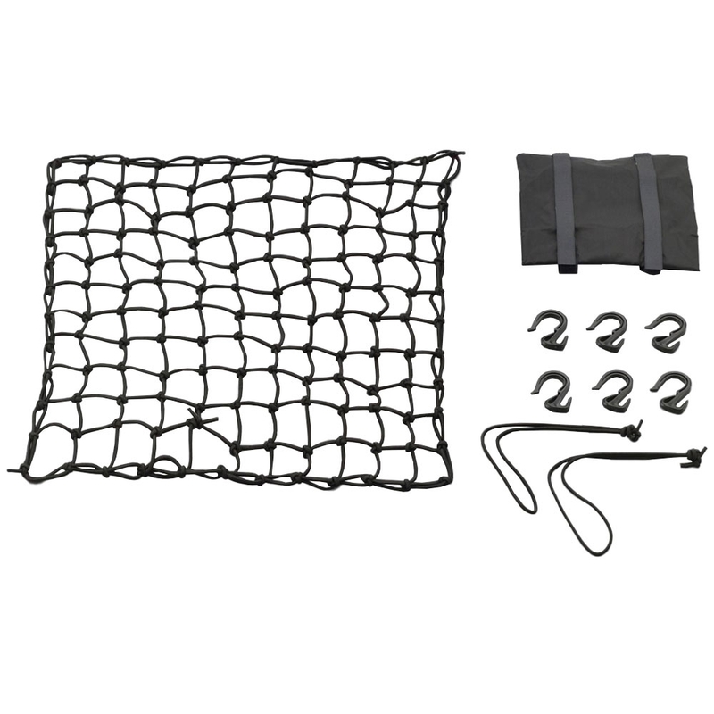 Elastīgs bagāžas tīkls motociklam ar plastmasas āķiem Daytona 50 x 50 cm melns