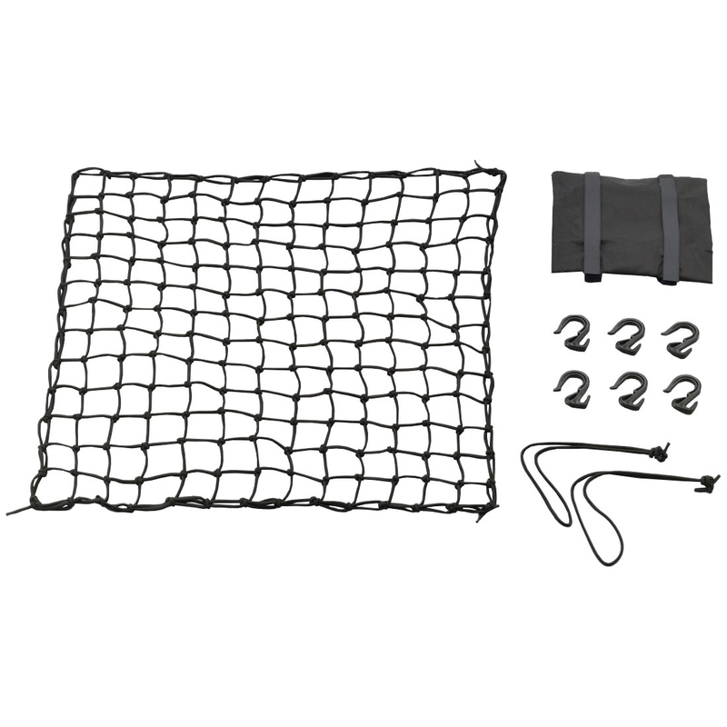 Elastīgs bagāžas tīkls motociklam ar plastmasas āķiem Daytona 60 x 60 cm melns