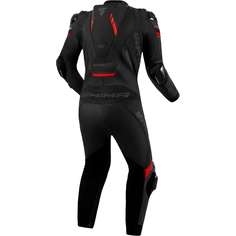 Shima Hyper-RS melns un sarkans ādas motocikla kombinezons