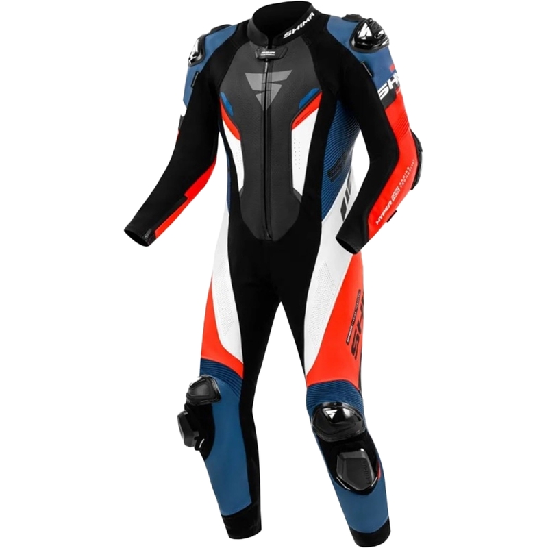 Shima Hyper-RS melns-sarkans-zils-balts ādas motocikla kombinezons