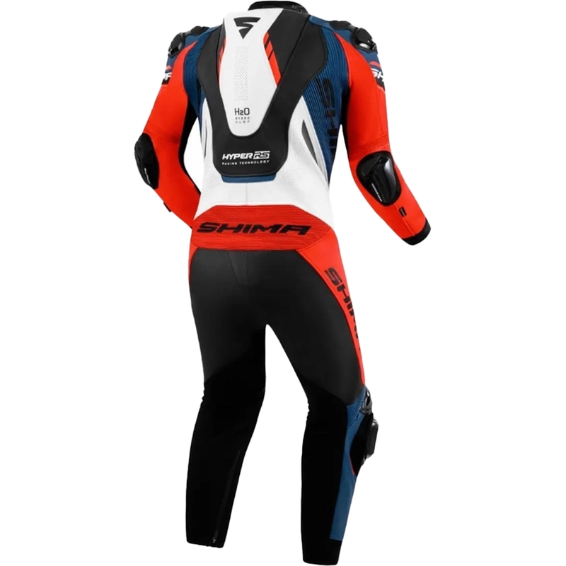 Shima Hyper-RS melns-sarkans-zils-balts ādas motocikla kombinezons