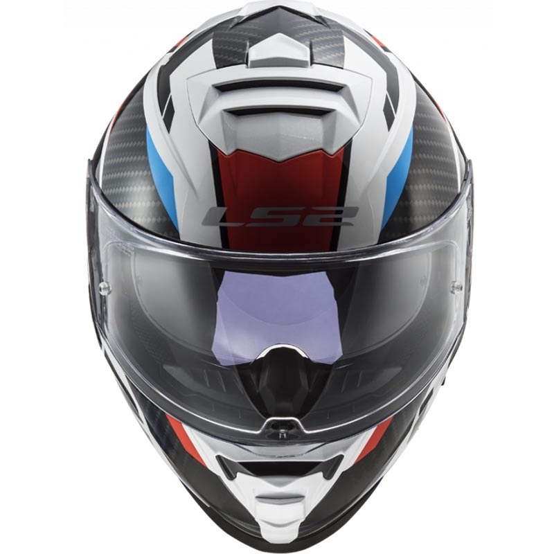 Pilna motocikla ķivere LS2 FF800 Storm II Racer balta-melna-sarkana-zila
