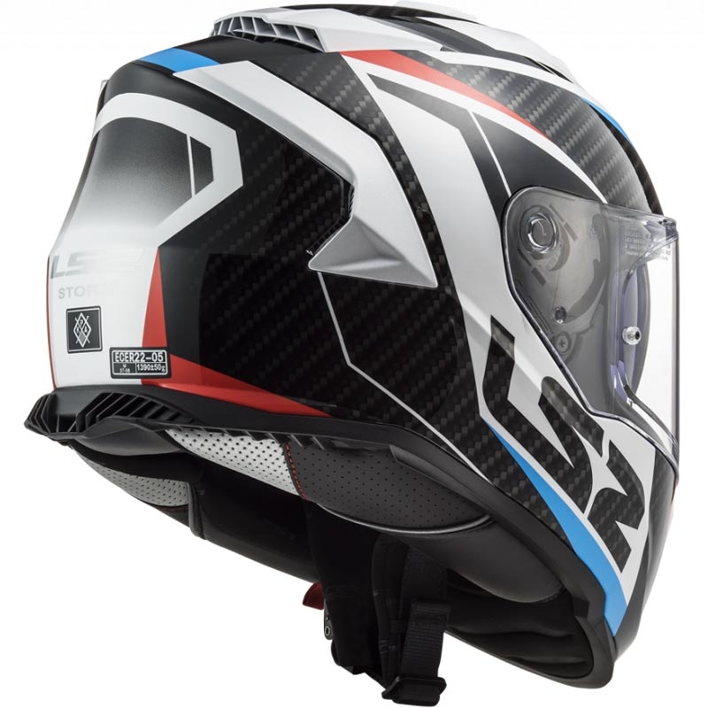 Pilna motocikla ķivere LS2 FF800 Storm II Racer balta-melna-sarkana-zila