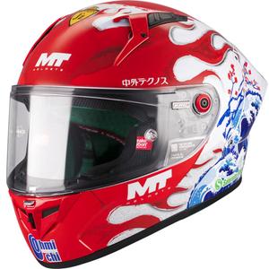 Pilna motocikla ķivere KRE + S Yamanaka A5 sarkana-balta