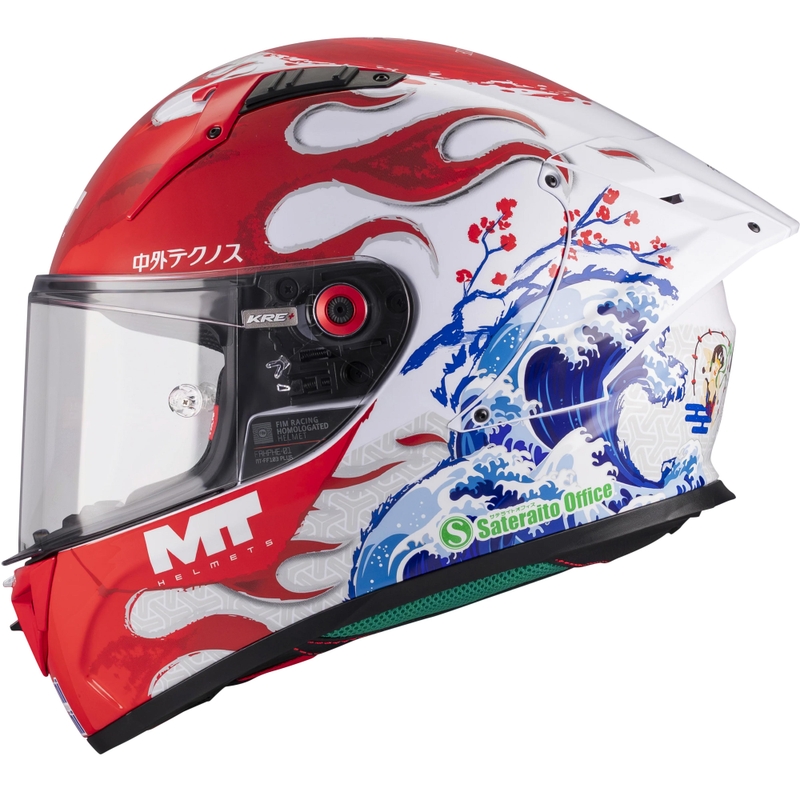Pilna motocikla ķivere KRE + S Yamanaka A5 sarkana-balta